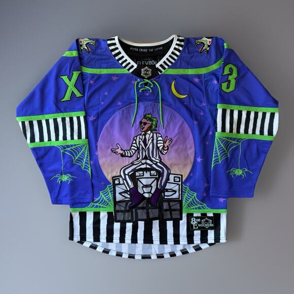 Beetle Juice Hockey Jersey XL Multicolor Horror Movie Elev808 Designs Streetwear - Picture 1 of 7